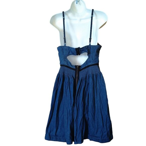 Urban Outfitters Women's Large? Spaghetti Strap Denim Embroidered Dress Read - Picture 6 of 6